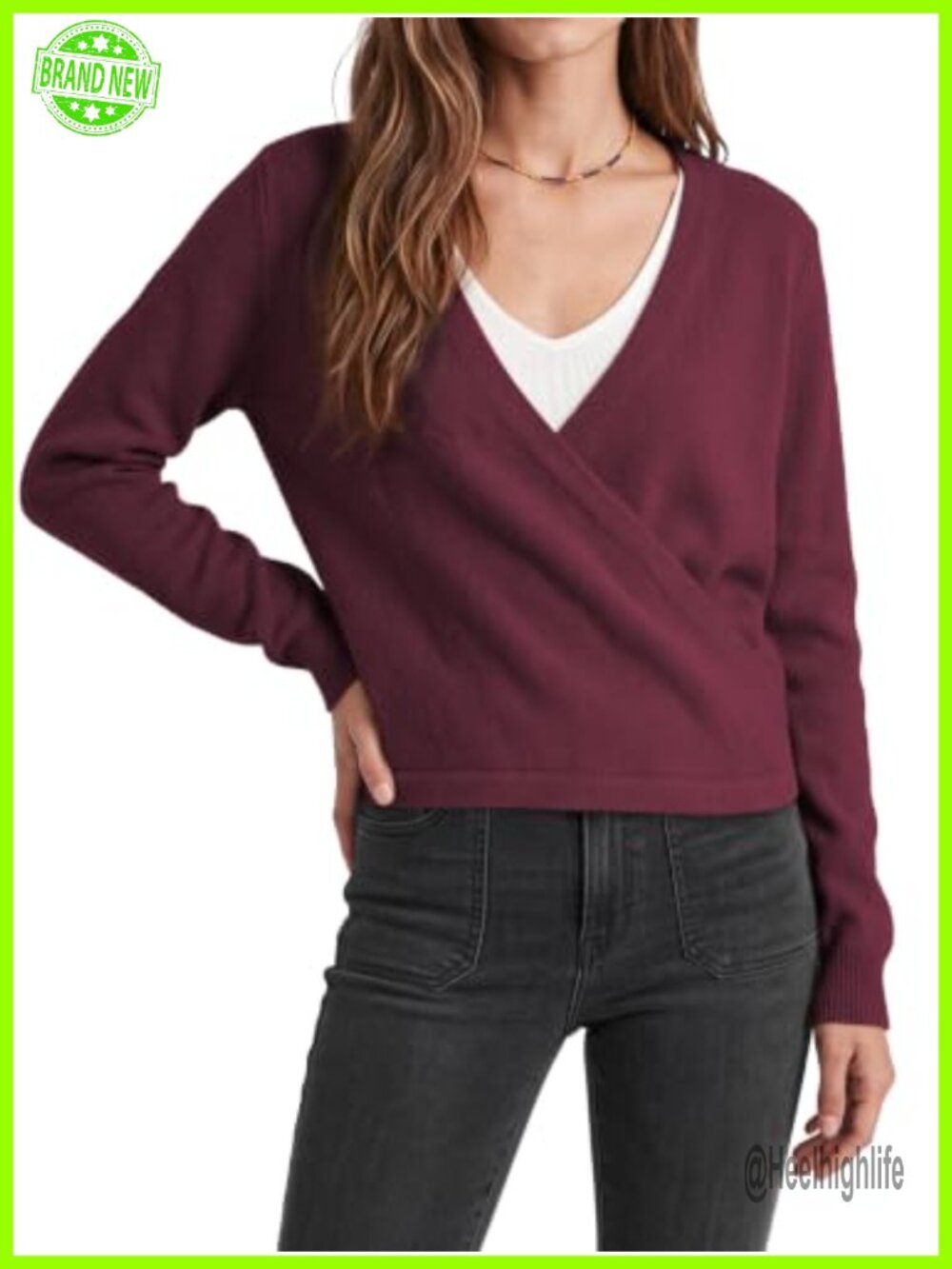 Womens Wrap Sweater Cardigan V Neck Knit Top Long Sleeve